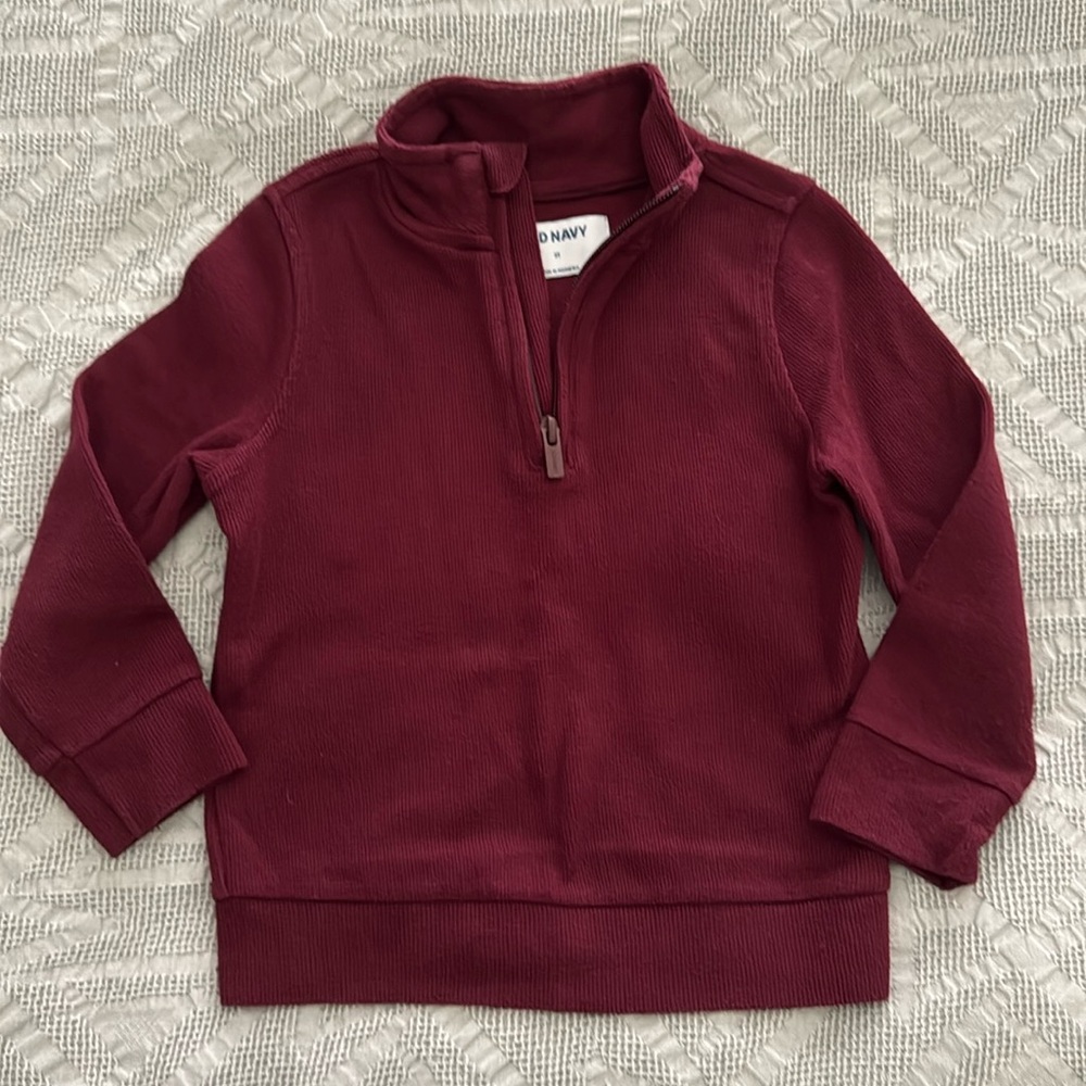 Boys Maroon Zipper Sweater Top Size 3T